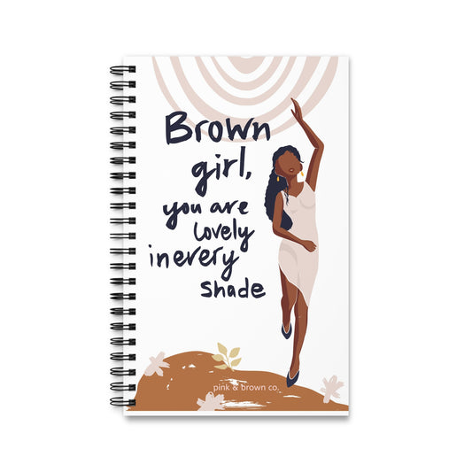 Inspirational Spiral Journal, Brown Girl Affirmation Notebook, Motivational Writing Diary, Gift for Her, Self-Care Journal