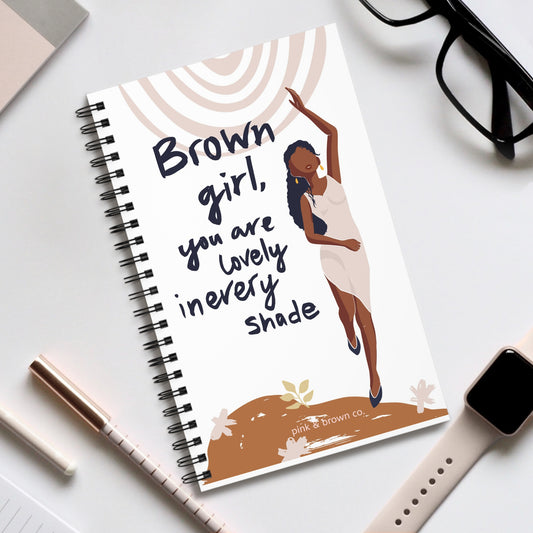 Inspirational Spiral Journal, Brown Girl Affirmation Notebook, Motivational Writing Diary, Gift for Her, Self-Care Journal